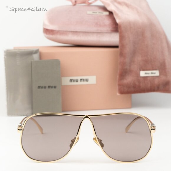 Miu Miu Women Sunglasses Gold Purple Brown Pilot MUA56S 5AK20I NEW AUTHENTIC main image 8